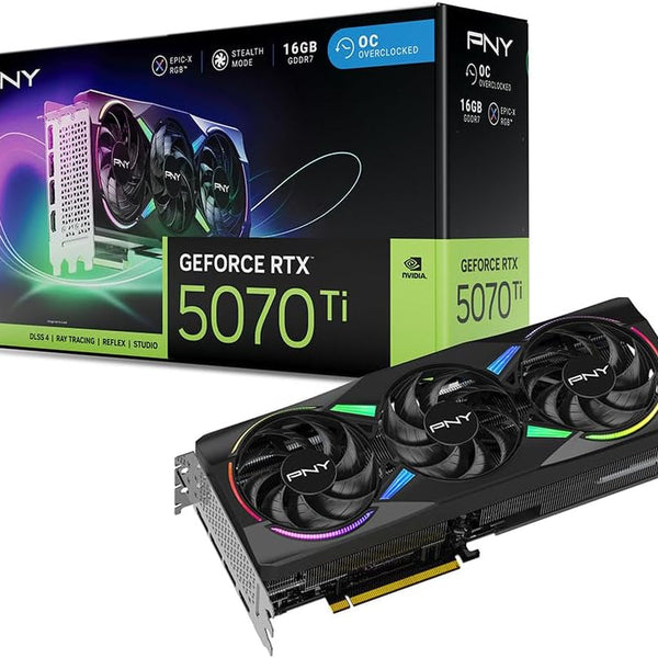 PNY NVIDIA GeForce RTX 5070 Ti Epic-X RGB OC Triple-Fan — 16GB GDDR7 Graphics Card