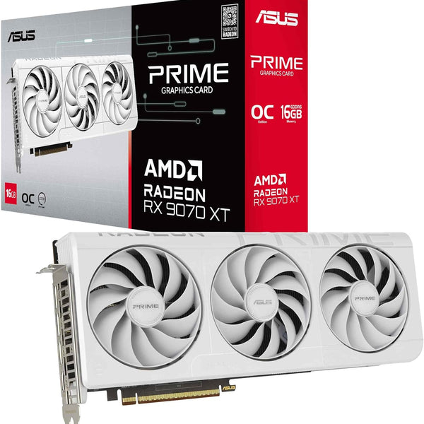 ASUS Prime Radeon RX 9070 XT OC White — 16GB GDDR6 Graphics Card