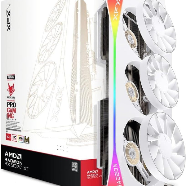 XFX Mercury AMD Radeon RX 9070 XT OC Magnetic Air White Edition — 16GB GDDR6 Graphics Card