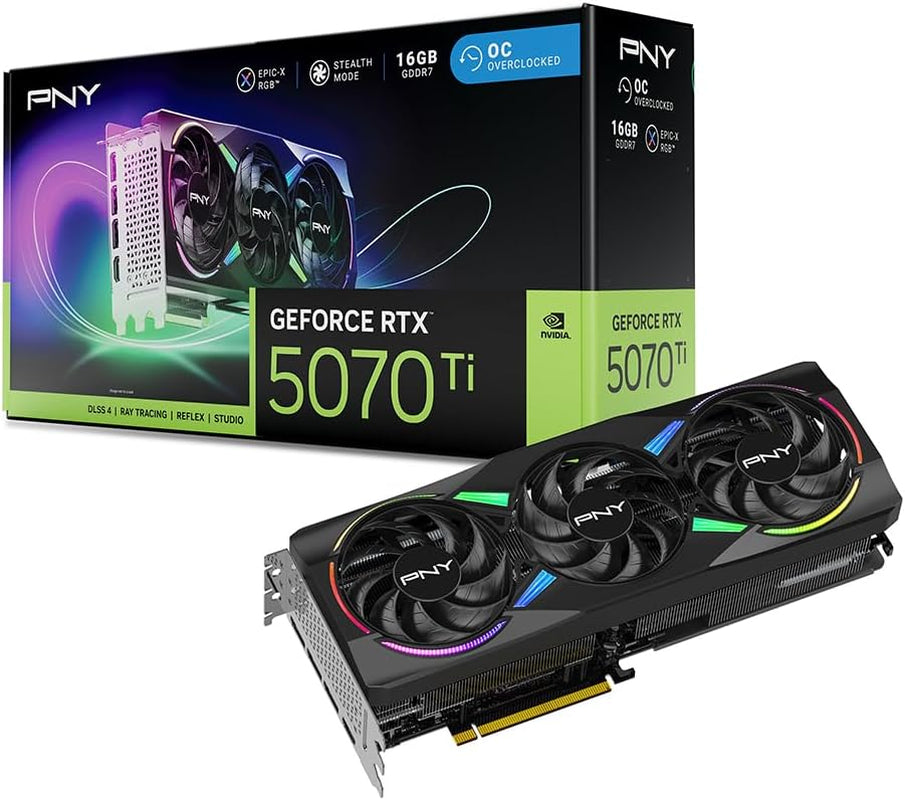 PNY NVIDIA GeForce RTX 5070 Ti Epic-X RGB OC Triple-Fan — 16GB GDDR7 Graphics Card