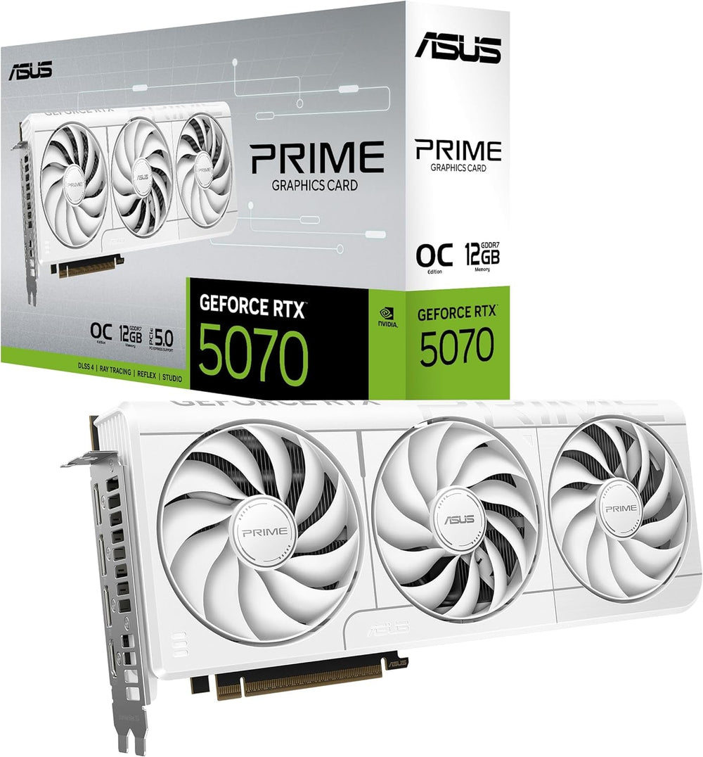 ASUS Prime GeForce RTX 5070 White OC Edition — 12GB GDDR7 Graphics Card