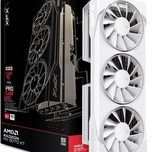 XFX Swift AMD Radeon RX 9070 XT White Triple Fan Gaming Edition — 16GB GDDR6 Graphics Card